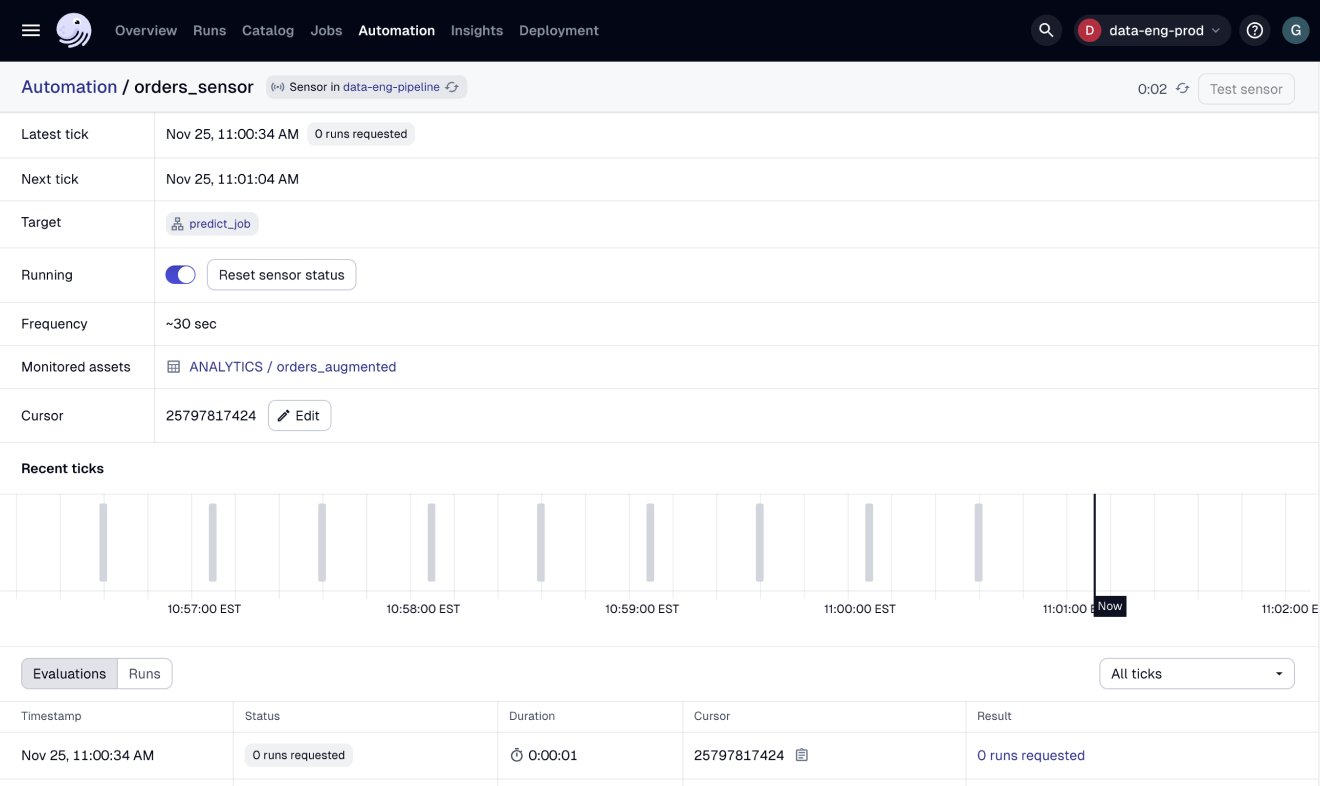 UI Sensor details page